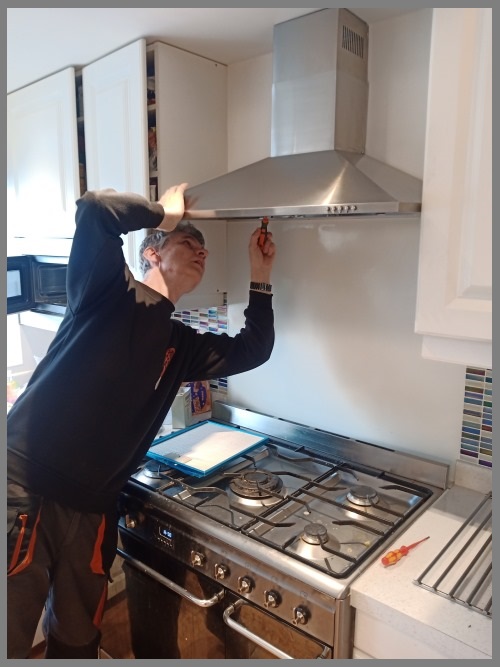 Kitchen extraction fan and ductwork fitting Bicester